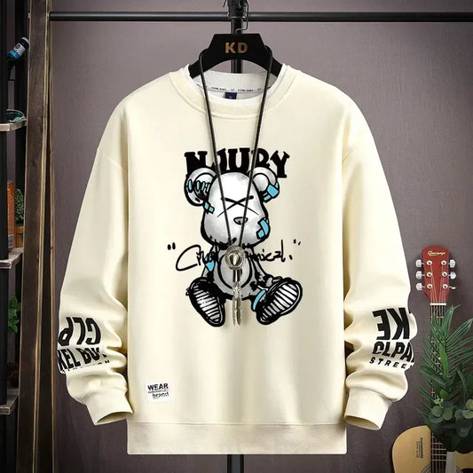 Autumn Men's Sweatshirt Cool Bear Print Long Sleeve | Ships from US