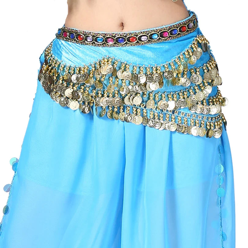 1PC New Style Belly Dance Belt Newest Multi-color Glass Silk Velvet Dancing Belt Scarf Crystal BellyDance Waist Chain Hip Scarf