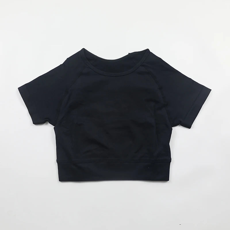 Impact Crop Top Women Short Sleeve Yoga Shirts Slim