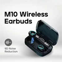 M10 Bluetooth earphones with LED display showcasing HiFi sound feature and ergonomic design