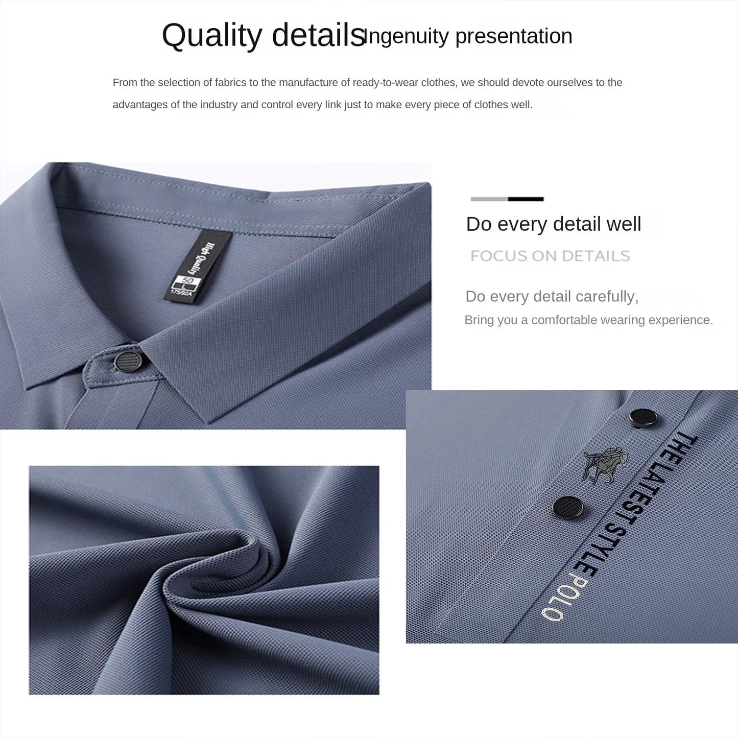 Ice Silk Embroidery Polo Shirt 2024 New Summer Lapel