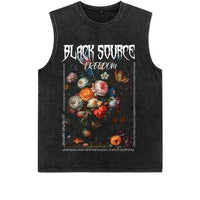 Gothic Rose Letter Print Vintage Washed Oversized T-Shirt