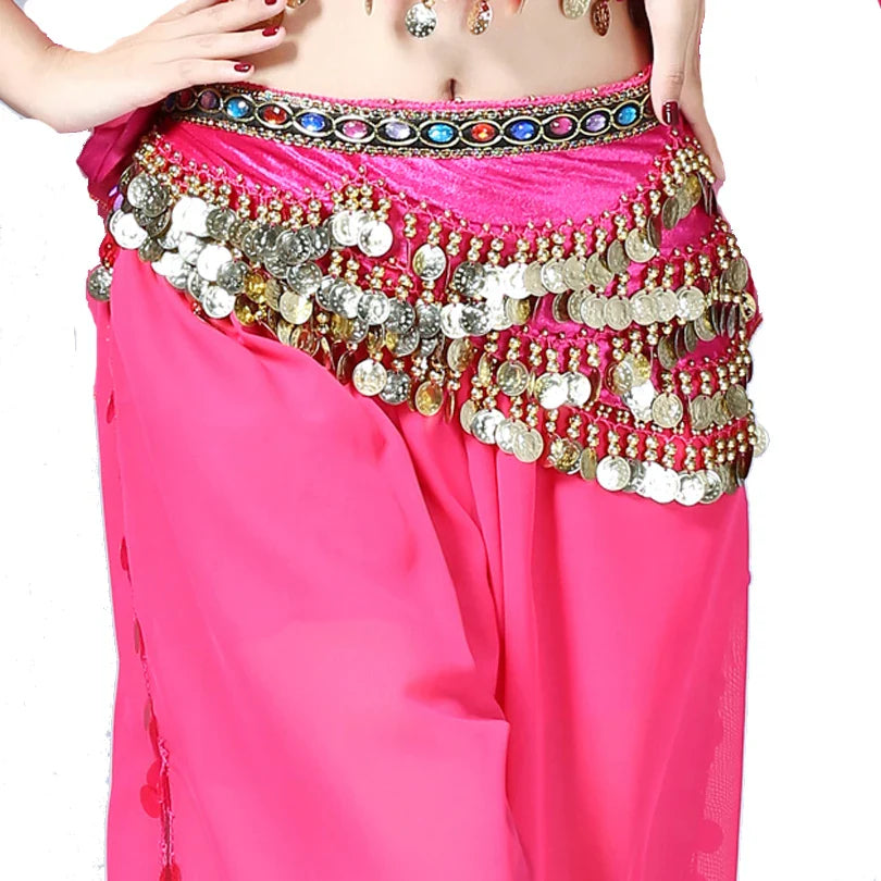 1PC New Style Belly Dance Belt Newest Multi-color Glass Silk Velvet Dancing Belt Scarf Crystal BellyDance Waist Chain Hip Scarf