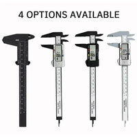 Mini digital vernier caliper with plastic body and clear LCD display for precise measurements.