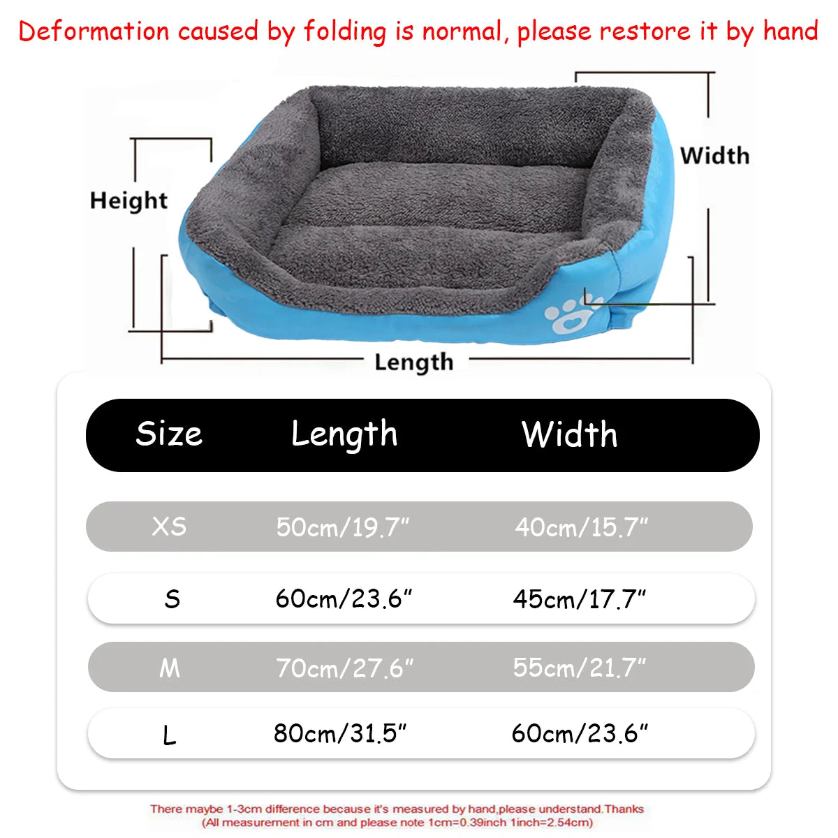 Color Square Winter Soft Warm House for Dog Bed 550g | Ships from US