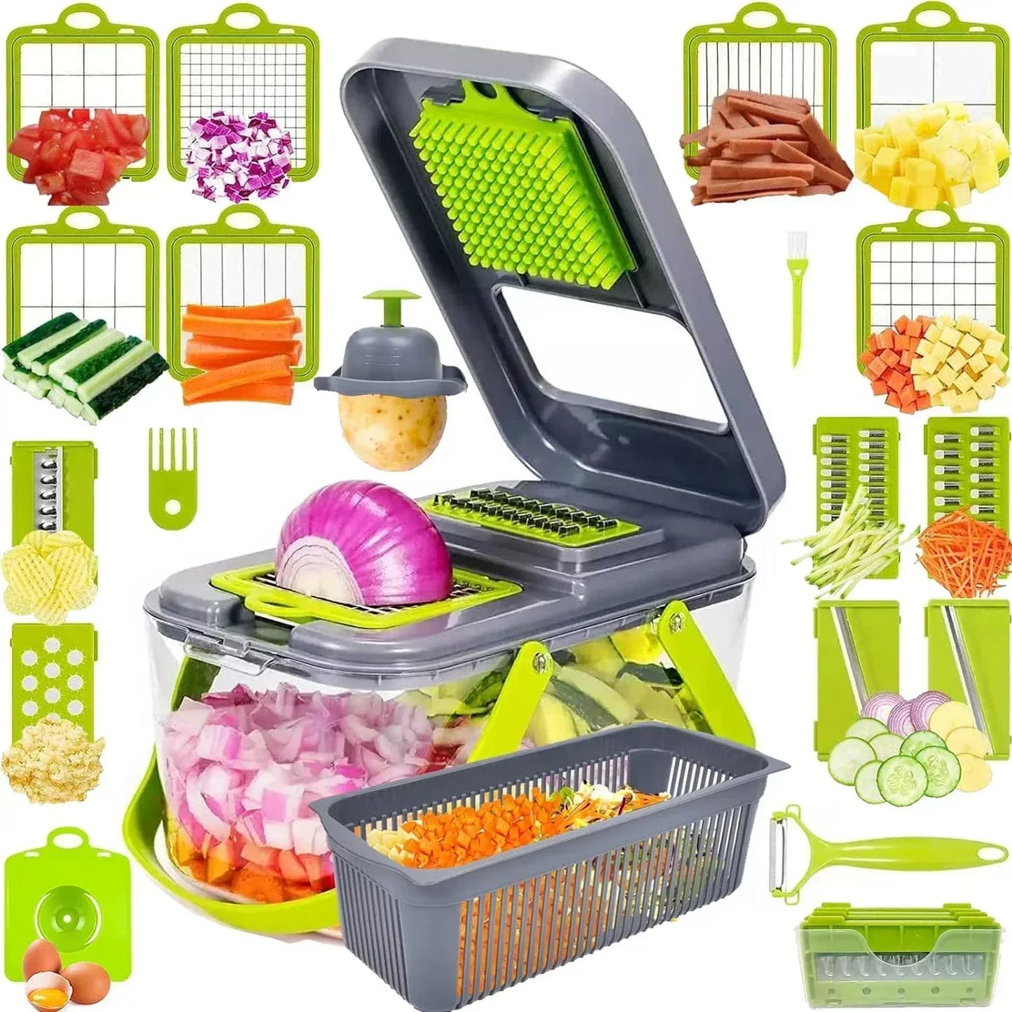 12/22 in 1 Multifunctional Vegetable Cutter Manual Foo | Ships from US