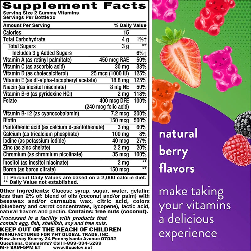 Women's Multivitamin Gummies - Energy, Mood, Hair Care, Skin Care, Support Energy Metabolism, Bone and Immune Health