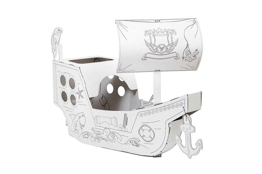 Creative Pirate ship from cardboard, outlined, DIY, white Large, 3+