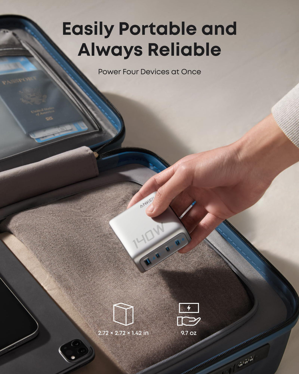 Anker Charger (140W, 4-Port, PD 3.1) with USB-C Cable - Trustymall