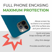 Slim Deep Blue phone case with excellent grip and sleek design shown on white surface.