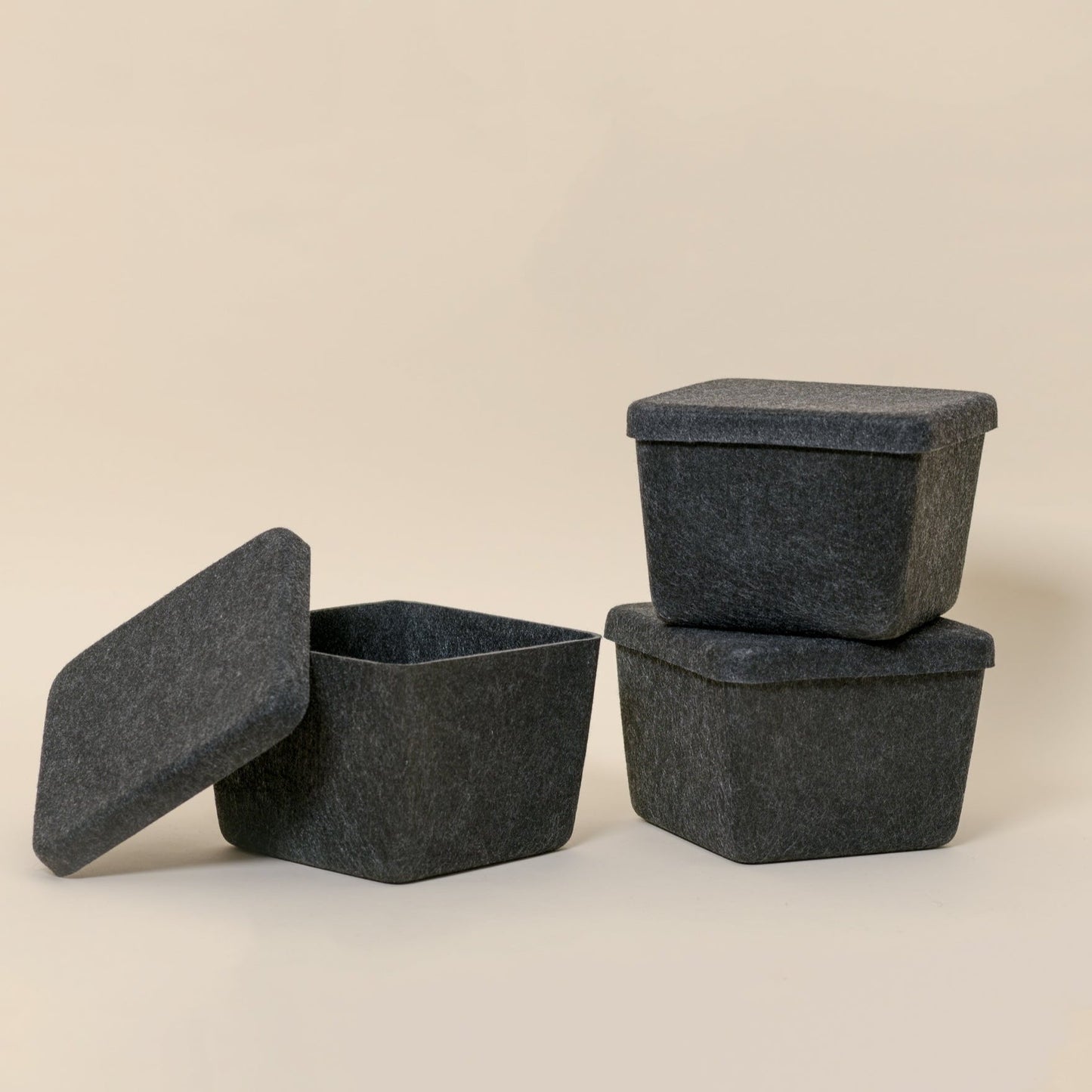 The Sculpted Bin - Petite with Lid | Set of 3