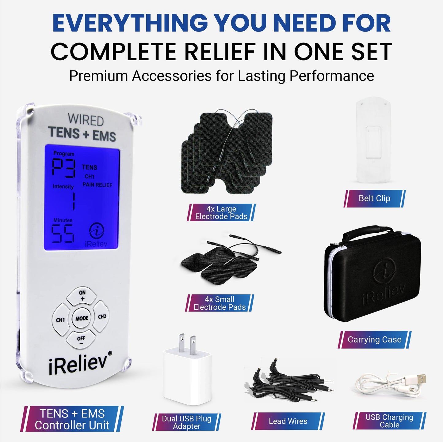 Premium TENS + EMS Pain Relief & Recovery