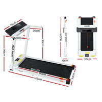 Close-up of Everfit treadmill digital LCD display and control buttons in white finish
