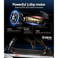 Rear angle view of treadmill showcasing anti-slip belt and structural design
