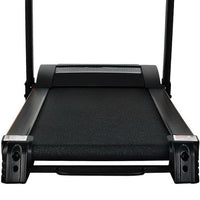 Top-down angle of treadmill running surface and side rails
