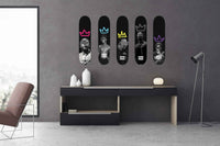 King Travis Skateboard deck backside displaying bold, stylized graphics.