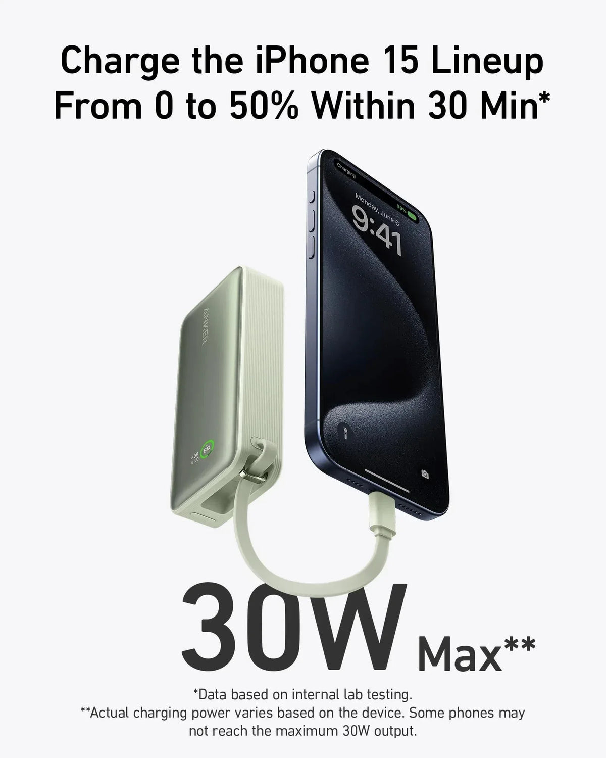Anker Nano Power Bank (30W, Built-In USB-C Cable) - Trustymall