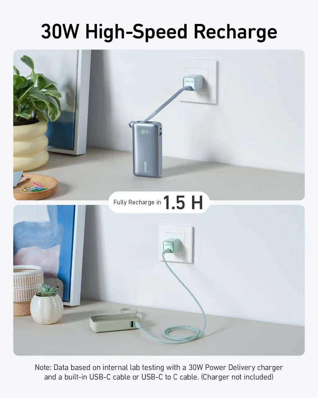 Anker Nano Power Bank (30W, Built-In USB-C Cable) - Trustymall