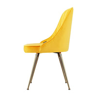 Gold splayed metal legs of Artiss dining chair standing on wooden floor highlighting stability.