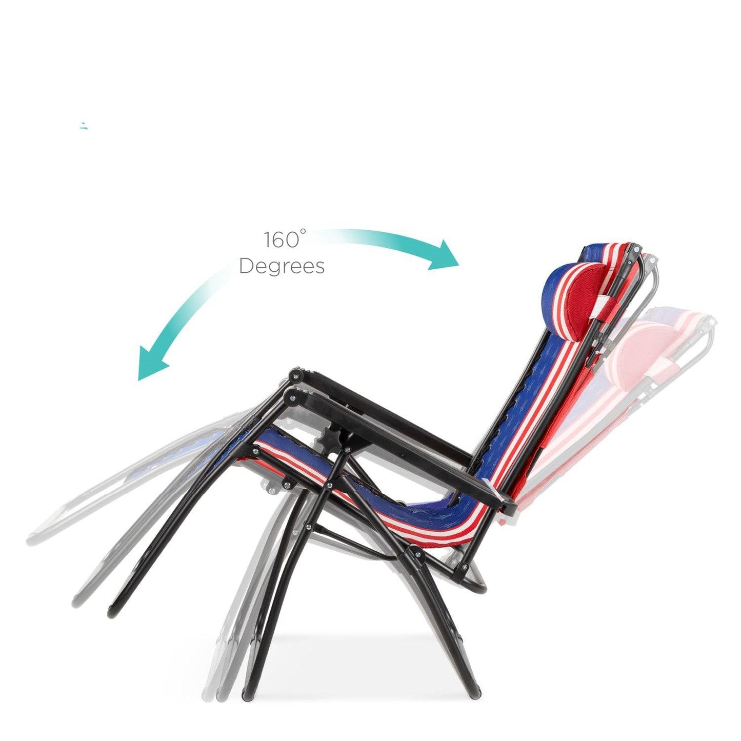 USA American Flag Zero Gravity Reclining Patio Lounge Chair with Canopy