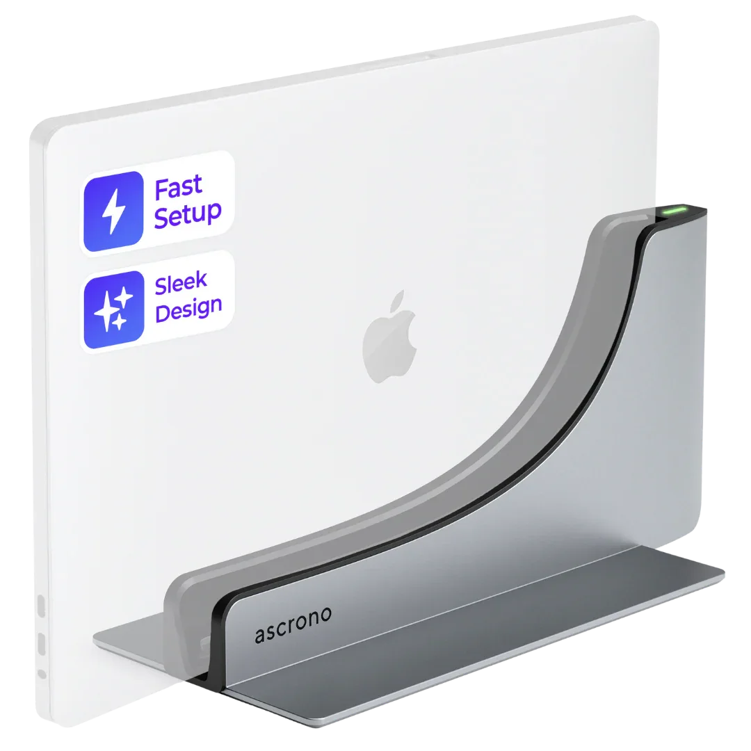 Ascrono MacBook docking station showcasing its slim, modern design on a white background.