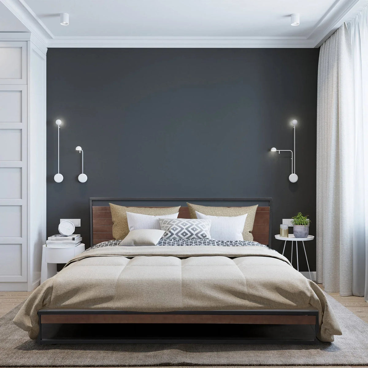Close-up of sturdy wood slats designed for support on Milano Azure bed frame platform.