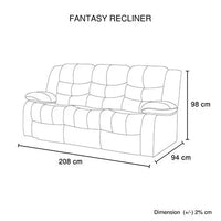 Reclined seat position of black faux leather recliner sofa demonstrating comfort features.