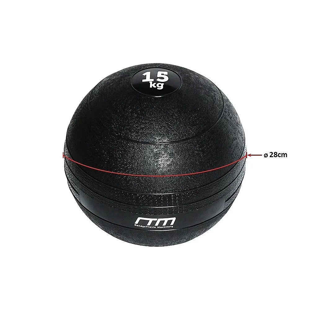 Detailed close-up of the slam ball's textured, no-bounce surface material for fitness use.