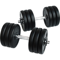 35KG adjustable dumbbell weight set with black plates and metallic handles on white background.