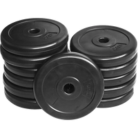 Close view of a single adjustable dumbbell resting horizontally with visible plates and handle.
