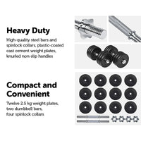 Set of adjustable dumbbells with black plates and silver handles arranged diagonally.