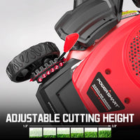 Lawn mower handle and control lever with visible grass catcher attachment