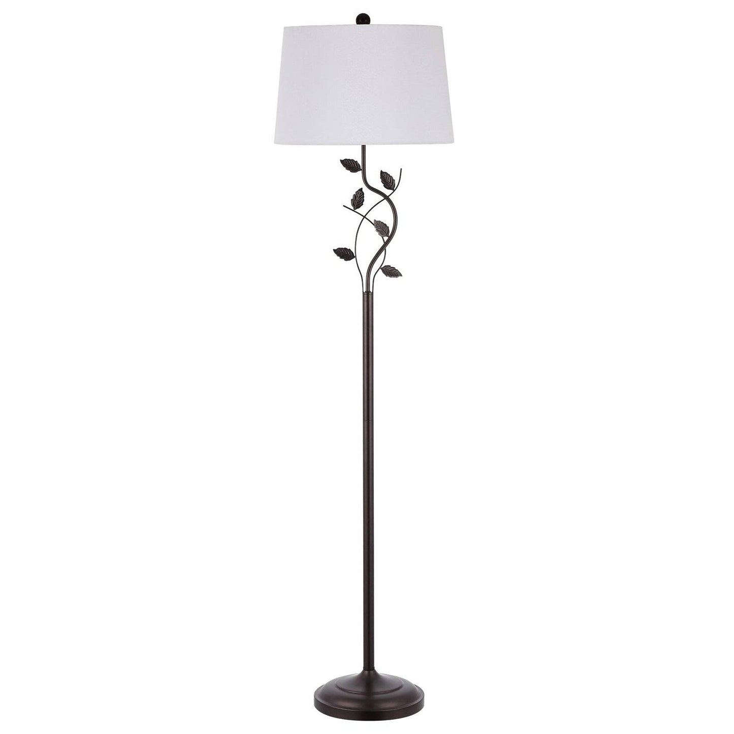 Vine Leaves Floor Lamp in Bronze Finish with White Shade