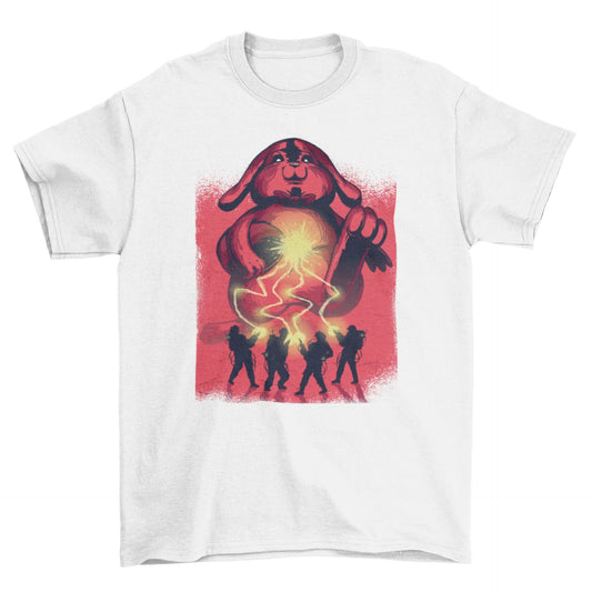 Black T-shirt with a futuristic VR headset graphic and space-themed background elements.
