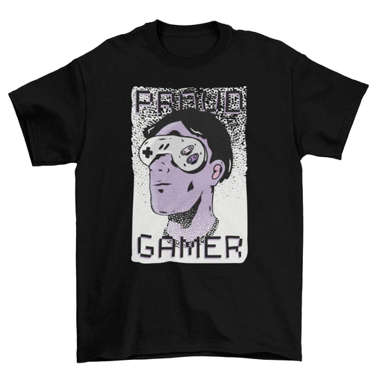 Proud Gamer T-shirt featuring man wearing console controller sunglasses with 'Proud Gamer' text