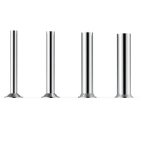 Side view of stainless steel vertical sausage filler with crank handle and mounting clamp.