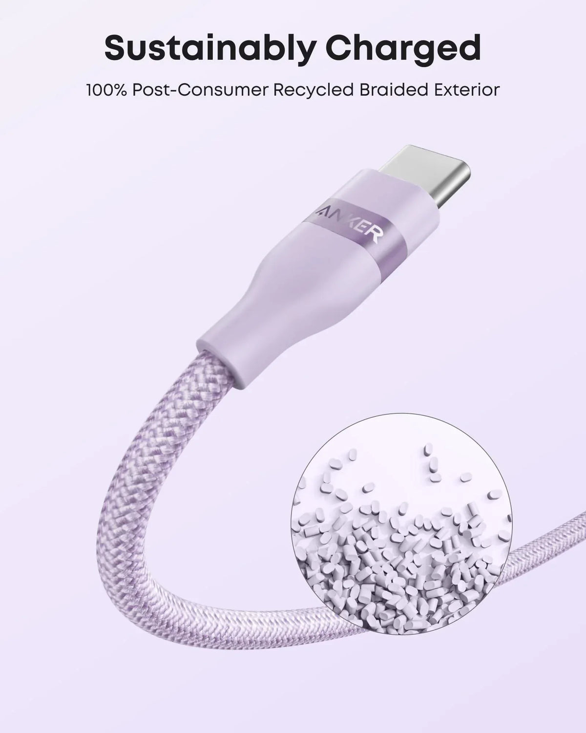 Anker USB-A to USB-C Cable (3 ft/6 ft, Upcycled-Braided) - Trustymall