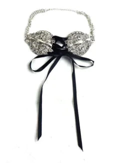 Vintage Silver Floral Lace-Up Women's Choker Necklace