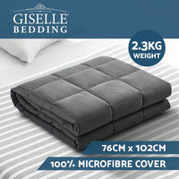 Close-up of microfibre cover and weighted stitching detail on blue blanket.