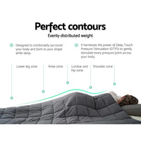 Close-up of weighted blanket’s stitching and filling under soft cover.