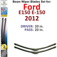 Beam Wiper Blades for 2012 Ford E150 E-150 (Set of 2) - Trustymall