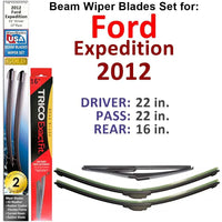 Beam Wiper Blades for 2012 Ford Expedition (Set of 3) - Trustymall