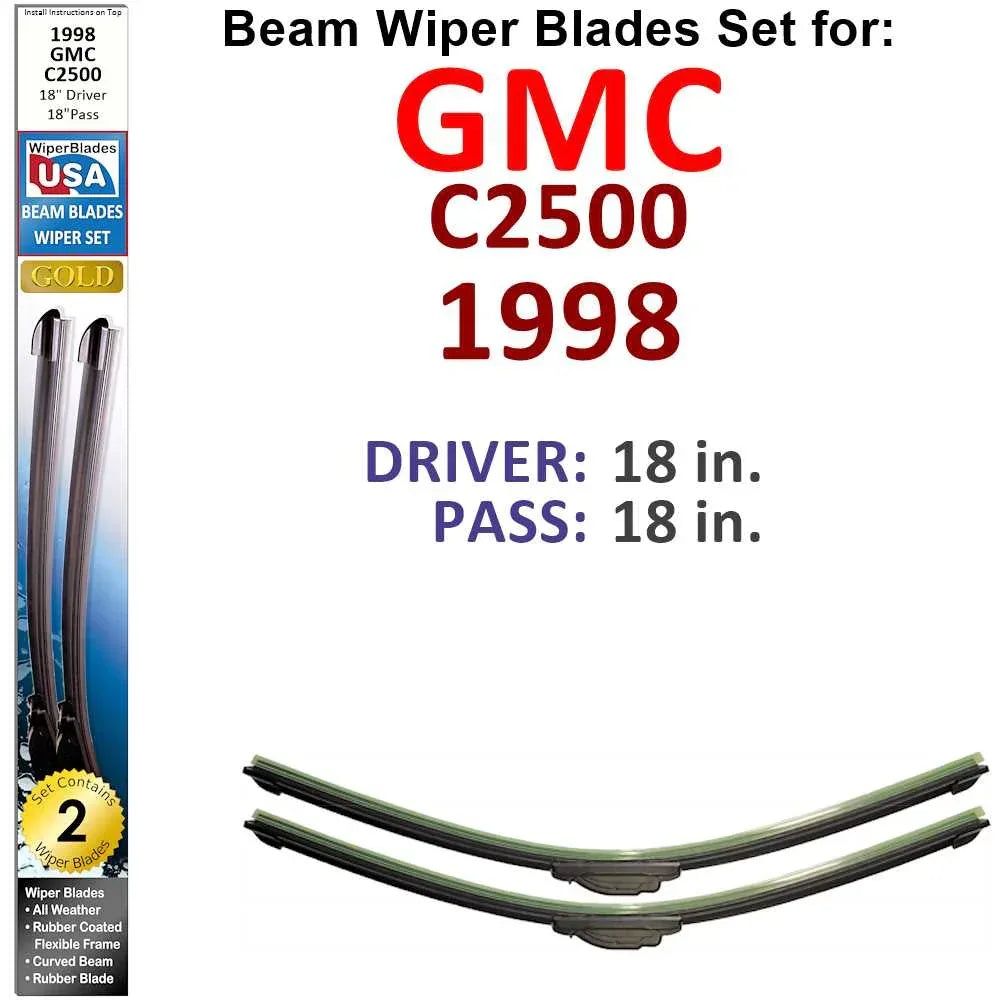 Beam Wiper Blades for 1998 GMC C2500 (Set of 2) - Trustymall