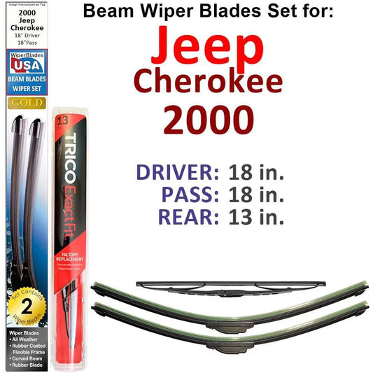 Beam Wiper Blades for 2000 Jeep Cherokee (Set of 3)