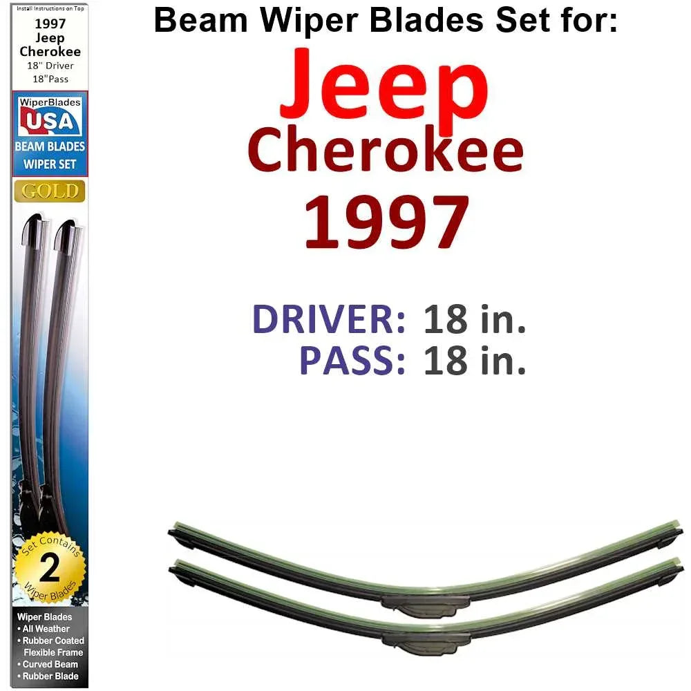 Beam Wiper Blades for 1997 Jeep Cherokee (Set of 2) - Trustymall