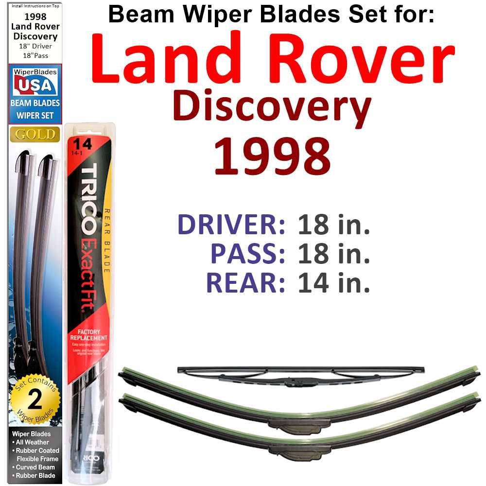 Beam Wiper Blades for 1998 Land Rover Discovery (Set of 3) - Trustymall
