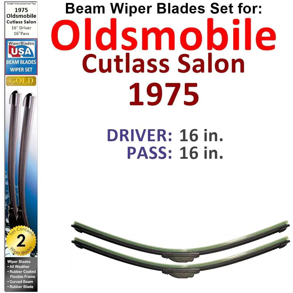 Beam Wiper Blades for 1975 Oldsmobile Cutlass Salon (Set of 2) - Trustymall