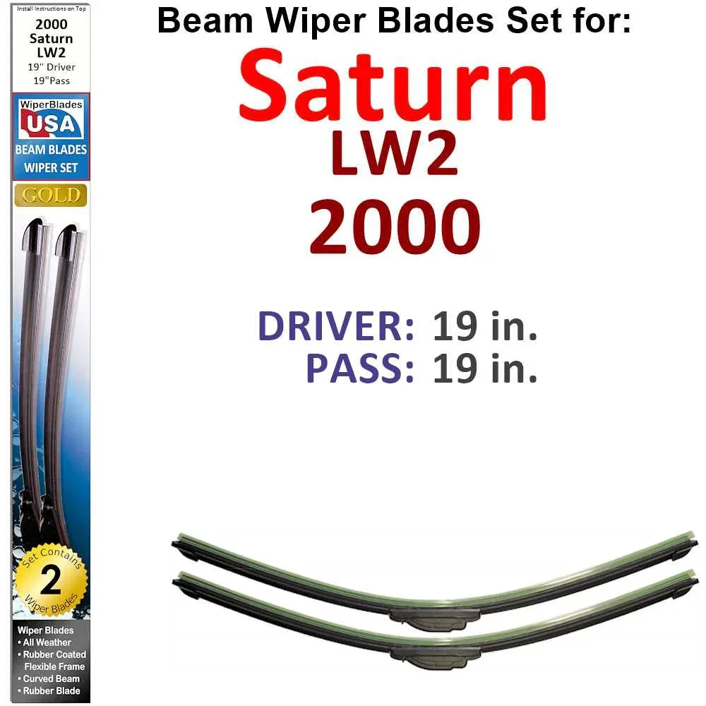 Beam Wiper Blades for 2000 Saturn LW2 (Set of 2) - Trustymall