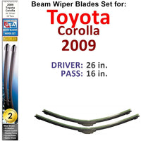 Beam Wiper Blades for 2009 Toyota Corolla (Set of 2) - Trustymall