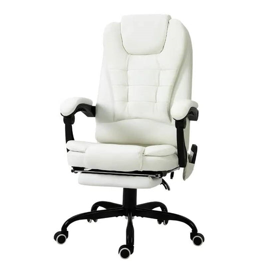 White 7 Mode Vibrating High Back Executive Massage Adjustable Office Chair